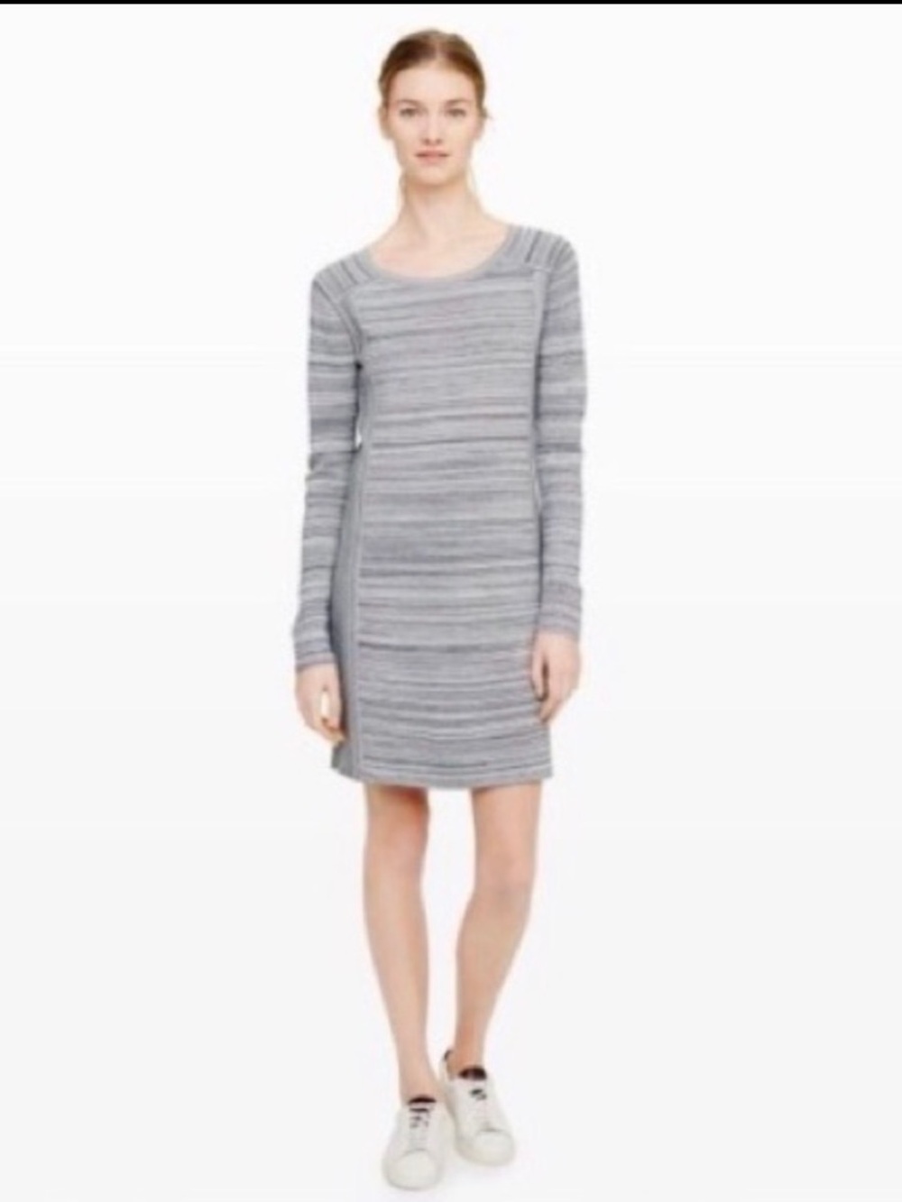 Club Monaco Gray Striped Long-Sleeve Knit Dress